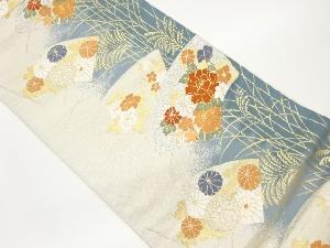 地紙に花々模様織出し袋帯